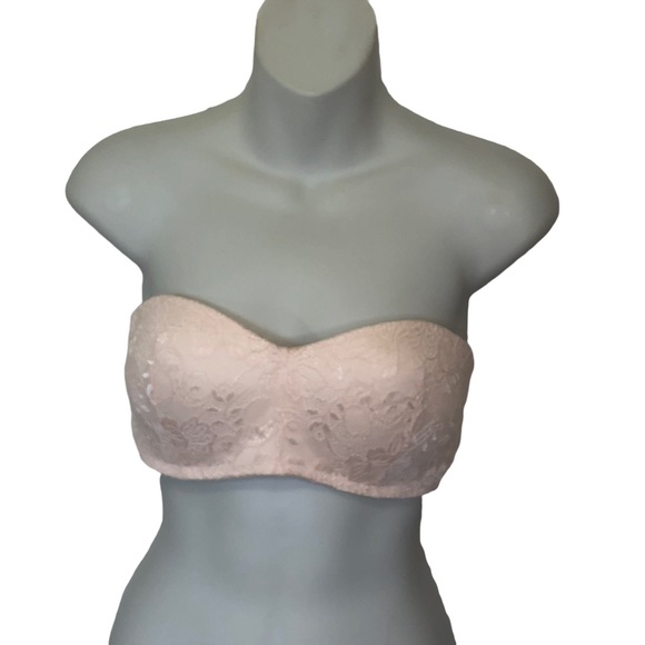 Jessica Simpson Padded Strapless Bra in Pink Lacy Wireless No Wire Bra size 36C - Picture 2 of 6
